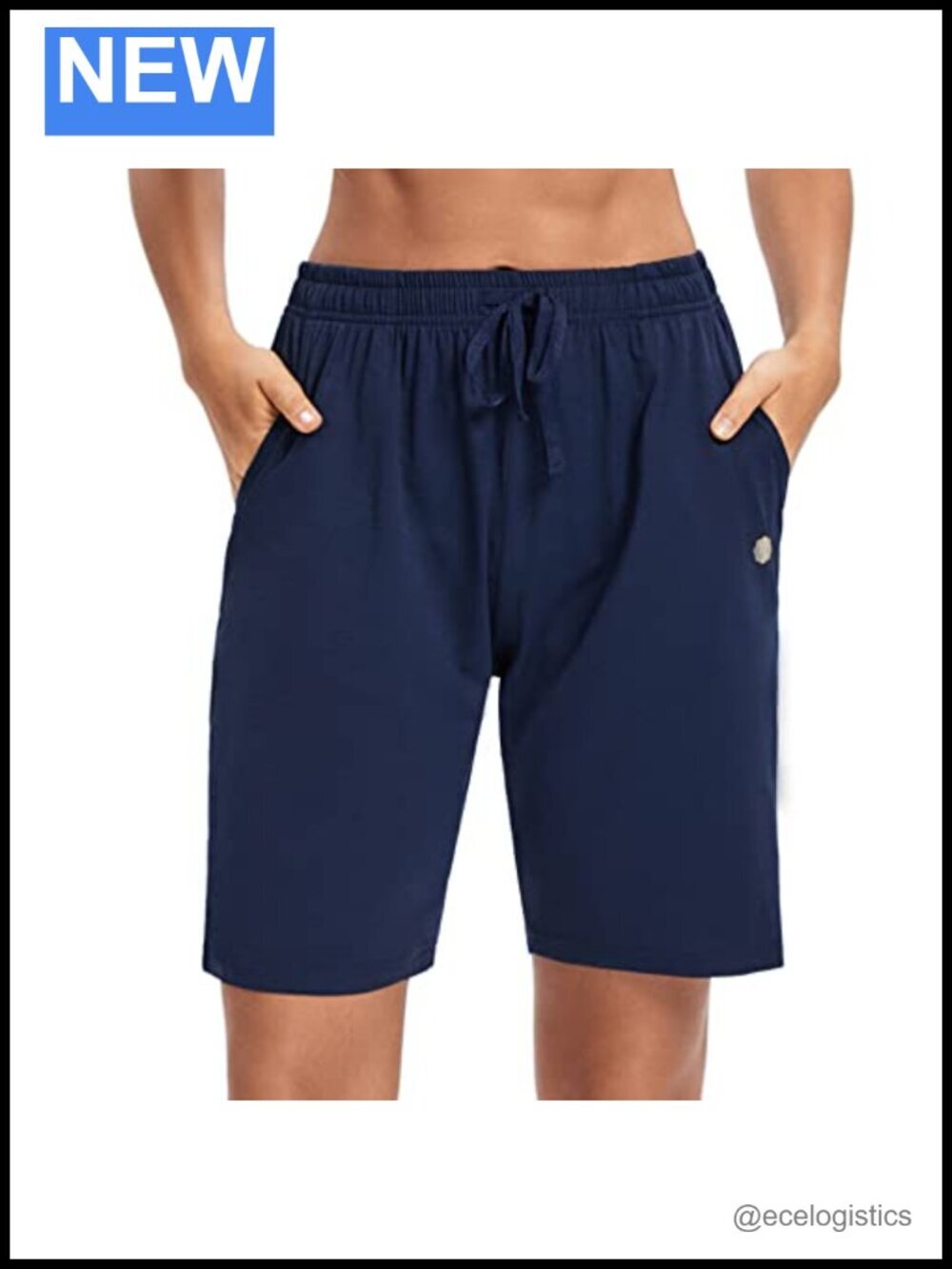 Women's Bermuda Shorts with Pockets, Yoga Walking Athletic Long Shorts Knee